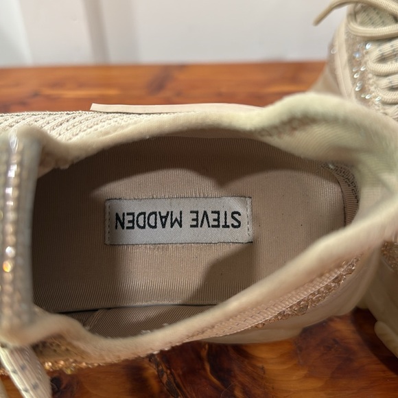 Steve Madden Maxima Tan Rhinestone Sparkle Chunky Platform Sneakers - Picture 9 of 10